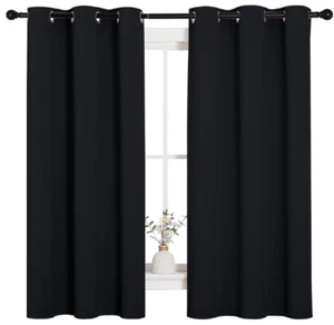 Halloween Pitch Black Solid Thermal Insulated Grommet Blackout Curtains/Drapes f - Picture 1 of 8