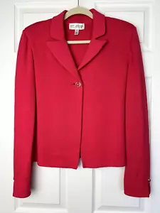 ST. JOHN Collection Wool Knit Jacket Sweater Cardigan Pink Size 12 button collar - Picture 1 of 10