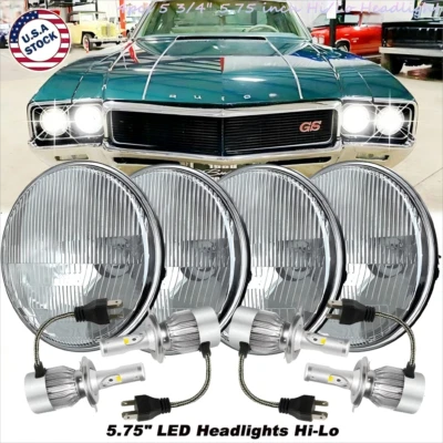 4pcs 5.75" LED Headlights Hi-Lo 6500K White for buick Electra LeSabre Skylark A+ - Image 1 of 4