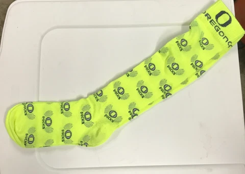 Oregon Flying Ducks Crew Long Socks With O And OREGON across the top Cover
