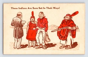 Postal Escopeta Humor Vaquero Indio Nativo Americano Boda Años 40 Sin Publicar - Imagen 1 de 2