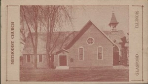 GLASFORD  IL   METHODIST CHURCH  Gazette Printing  antique PHOTO print  postcard - Picture 1 of 2