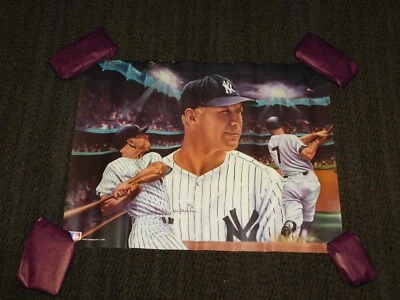 VINTAGE POSTER 1988 NEW YORK YANKEES BASEBALL MICKEY MANTLE  23 1/2" X 18"  - Image 1 of 4