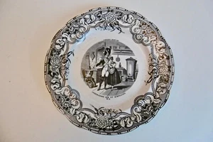 ANCIENNE ASSIETTE EN FAIENCE DE GIEN VIELLES CHANSONS N° 8 GUERNADIER QUE TU.... - Picture 1 of 4