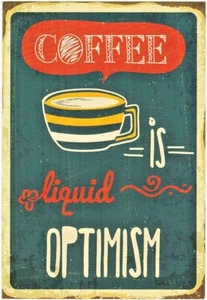 COFFEE IS LIQUID OPTIMISM Repro of vintage metal sign Russian postcard - Picture 1 of 1