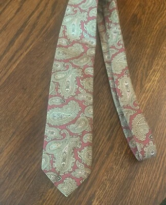 "Corbata Polo Ralph Lauren Borgoña Paisley EE. UU. Hecha a Mano 3""x59""" Foto 1 de 4