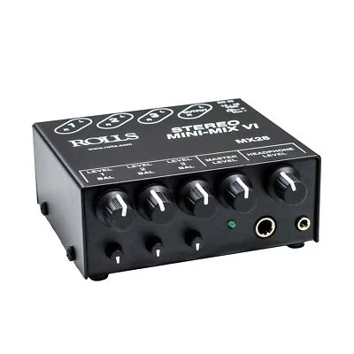 Rolls MX28 MINI-MIX VI Three-Channel True Stereo Line Mixer,Black Rolls - Image 1 of 4