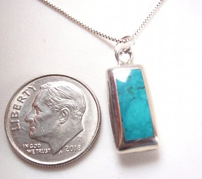 Reversible Blue Green Turquoise and Mother of Pearl 925 Sterling Silver Necklace - Image 1 of 2