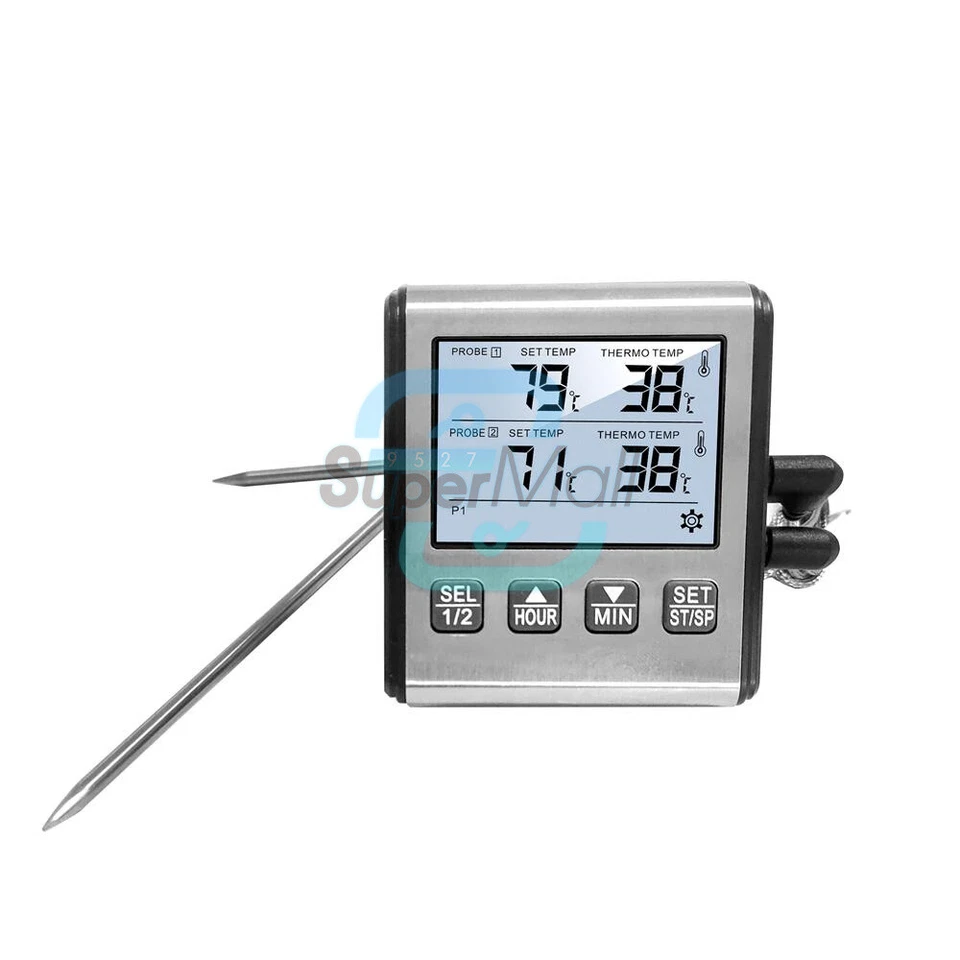 Digital Food Thermometer Temperature Meter Timer Meat Probe For Cooking BBQ Oven - Bild 1 von 4