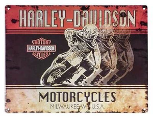 Harley-Davidson Embossed Racers Motorcycle Tin Sign - 15.75 x 12 inches - Picture 1 of 2