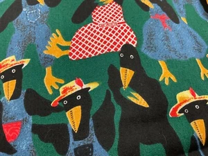 CROWS IN OUTFITS EATING CORN FABRIC REMNANT 43" W x 109" L HI FASHION FABRICS - Picture 1 of 6