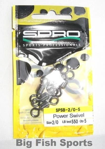 SPRO POWER SWIVELS #SPSB-2/0-5 ¡NUEVO! QTY 5, TALLA 2/0, PRUEBA 550 LB - Imagen 1 de 1