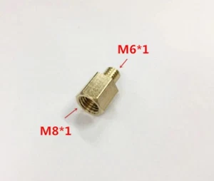 M8 x1 Innengewinde - M6 x1 Messing Außengewinde Kupplung Fettverbinder Fitting Adapter - Bild 1 von 1