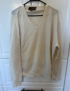 Tasso Ella Cashmere Sweater Mens L Long Sleeve Cream 100% Fine Cashmere - Picture 1 of 4