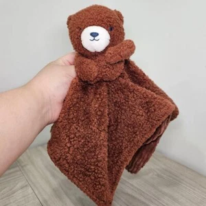 Just One You Carter's Dark Brown Fuzzy bear Lovey Holding Blanket 2023 Shaggy - Picture 1 of 6