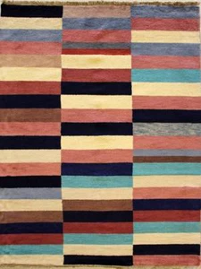 Alfombra de área multicolor Rugstc 4x6 Gabbeh, genuina anudada a mano, pila de lana - Imagen 1 de 5