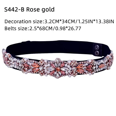 TOPQUEEN Women's Fashion Sparkly Rhinestone Stretch Waist Belt – Handmade Elasti - Image 1 of 4