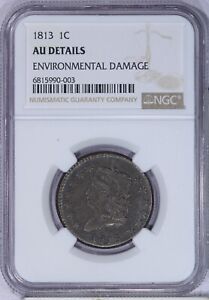 1813 Classic Head Large Cent 1c NGC AU Details