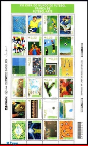 2675 BRAZIL 1998 WORLD CUP FRANCE, FIFA, SOCCER/FOOTBALL, MI# 2850-73, SHEET MNH - Picture 1 of 2