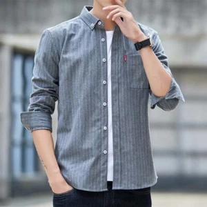 Top camicia uomo primavera trendy resistente all'usura maniche lunghe casual con bottoni - Foto 1 di 9