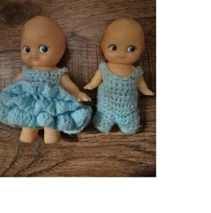 Vintage Kewpie Dolls, Boy and Girl Crocheted Original Outfits, RARE, UNIQUE - Picture 1 of 8