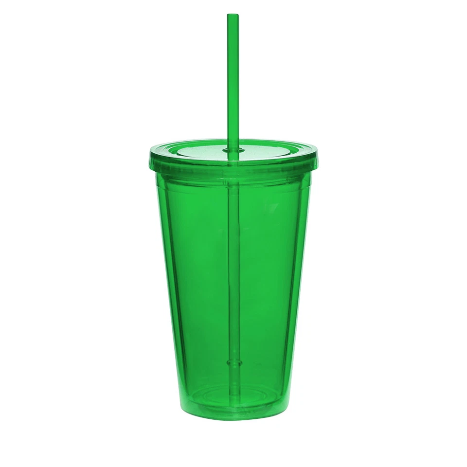 Taza de playa de piscina vaso acrílico de doble pared de 16 oz con pajita  Foto 1 de 1