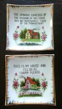 2 Vtg Fairway Japan Trinket Tray Wall Plaque Opinions Expressed & I Darn Please