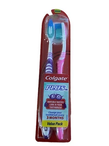 Colgate Plus Toothbrush Twin Pack, Full Head Medium - Picture 1 of 1