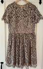 ELIZA J Champagne Taupe Beige Lace Fit and Flare Dress, 12