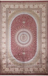 90% Silk Burgundy/ Ivory Traditional Floral Turkish Living Room Rug Carpet 7x10 - Picture 1 of 12