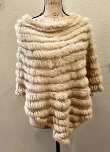 CEJON ACCESSORIES CAJON BLONDE RABBIT FUR PULLOVER PONCHO - Picture 1 of 7