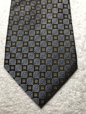 BURMA BIBAS 男式领带棕色蓝色 3.75 X 61 — 第 1/4 张图片