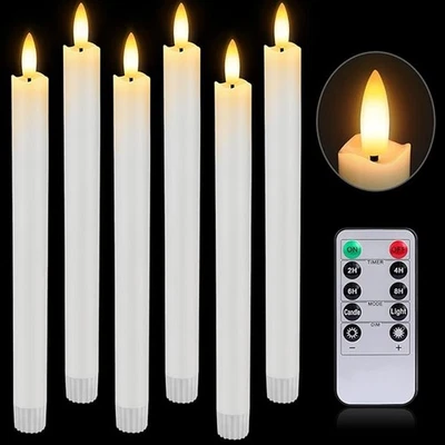 6Stück Led stabkerzen Flammenlose Tafelkerzen LED Kerzen mit Timer fernbedienung - Bild 1 von 4
