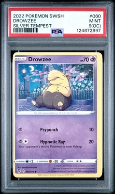 PSA 9(OC) 2022 Pokémon Sword & Shield Drowzee Silver Tempest #060 Mint Psychic - Image 1 of 2