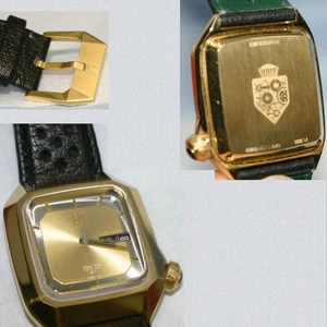 March LA.B AM2-38MM Memo esfera dorada correa de cuero reloj de cuarzo cuadrado para hombre - Imagen 1 de 3