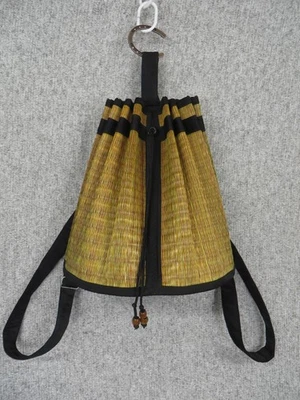 Mochila Baskets of Cambodia Talla Única Verde Negro Tejido Caña Cordón Foto 1 de 4