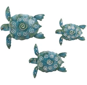 Meeresschildkröte Metall Wandbild Hof und Garten Wohndeko 3er Set - Bild 1 von 7