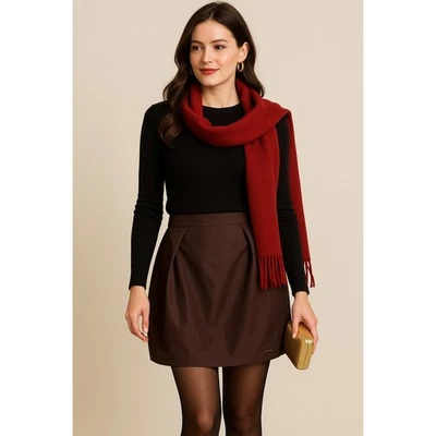 Mini-saia CLATHAS marrom bolha tulipa 38 nova com etiquetas elegante cetim aparência festa de férias 4 6 - Imagem 1 de 4