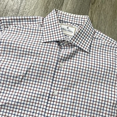 Brooks Brothers Shirt Sz 15 1/2 33 Thomas Mason Luxury Regent Fit Check Plaid - Image 1 of 4