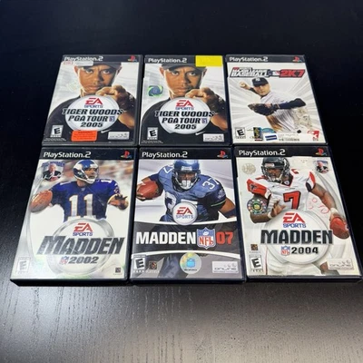 Lote de 6 juegos deportivos PS2 PlayStation 2 Madden - x2 PGA Tour 2005 - MLB 2K7 - CIB Foto 1 de 4