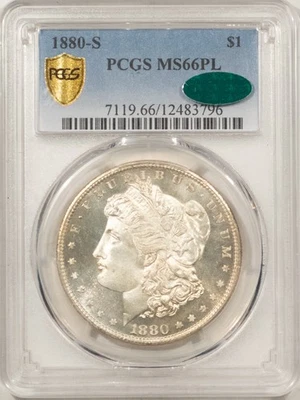 1880-S $1 MORGAN DOLLAR - PCGS MS-66 PL CAC, SUPER NICE PROOFLIKE & SUPERB! - Image 1 of 3