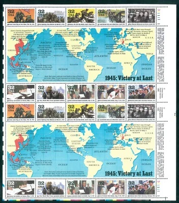 Scott #2981 32¢ WW II, Victory at Last Mint Sheet MNH XF  CV $21.00 - Image 1 of 4