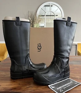 UGG RAINCLOUD TALL BLACK RUBBER WATERPROOF WOMEN'S RAIN BOOTS SIZE US 9 - Picture 1 of 14
