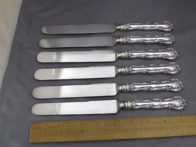 SET OF 6 Wallace Sterling IRVING (1900) Original DINNER KNIVES-9 5/8 In-Mono LRU - Image 1 of 4