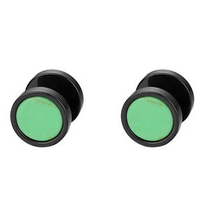 2pcs Mens Women Stainless Steel Turquoise Black Round Barbell Ear Studs Earrings - Picture 1 of 31