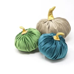 Set 3pz. zucca decorativa in velluto fatta a mano morbida ed elegante arredo - Picture 1 of 4