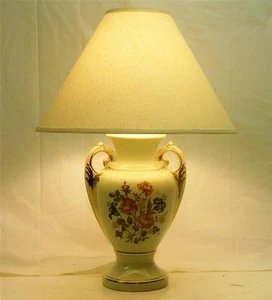 Vtg FRENCH PROVINCIAL LIGHT GREEN APPLE GLAZE & GOLD ACCENT CERAMIC TABLE LAMP - Picture 1 of 12