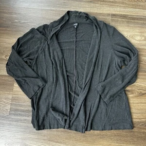 Eileen Fisher Strickjacke Pullover Übergröße 1X grau Stretch Strick Jacke vorne offen - Bild 1 von 6