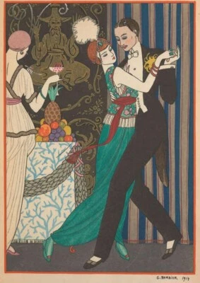 Dance Fashion by George Barbier, 1921 – Art Deco Party Scene Archival Print - Image 1 of 2