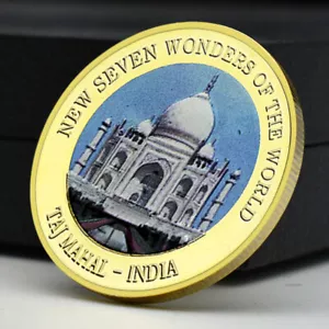 Nueva moneda artesanal de metal Siete Maravillas del Mundo India Taj Mahal medalla de oro - Imagen 1 de 12